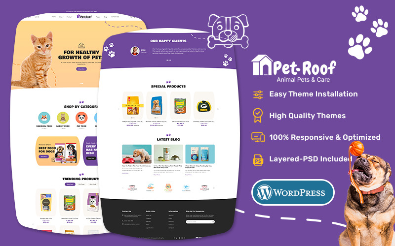 PetRoof - Cuidados com animais e animais de estimação - Tema WooCommerce