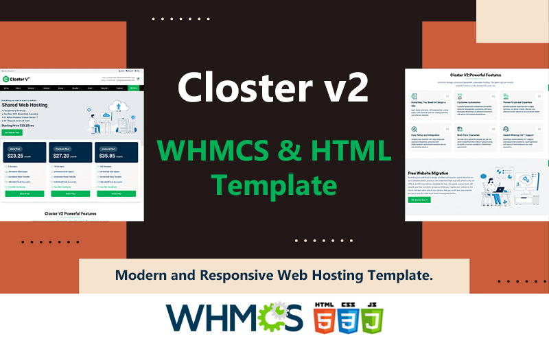 Closter v2 HTML och WHMCS-tema