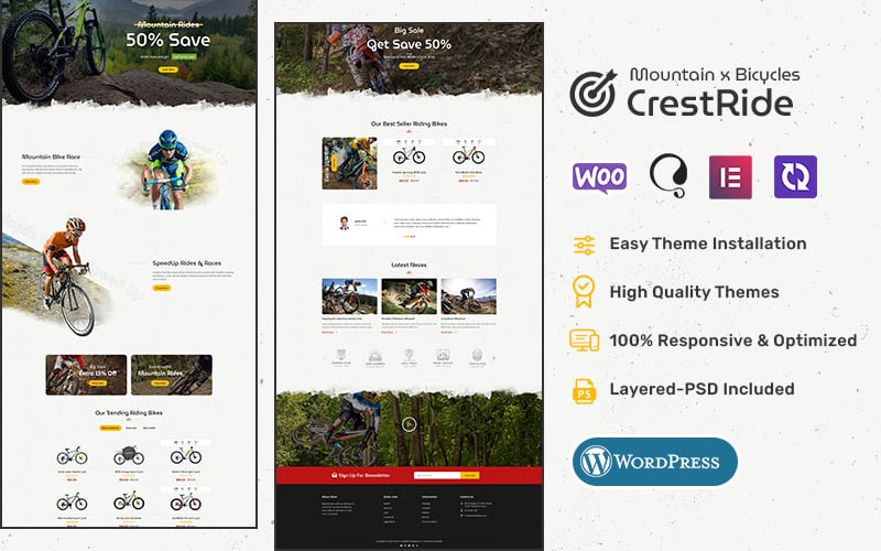 CrestRide - Sport kerékpárok, kerékpárok, kalandok - WooCommerce téma