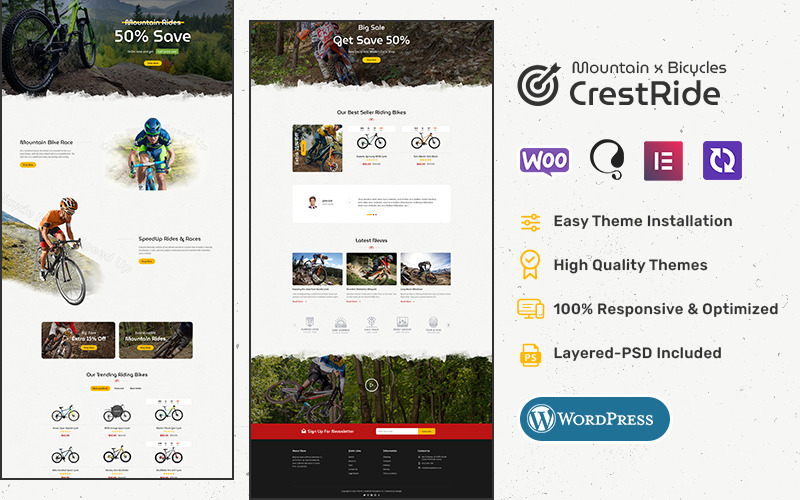 CrestRide - Sportcyklar, cyklar， äventyr - WooCommerce-tema