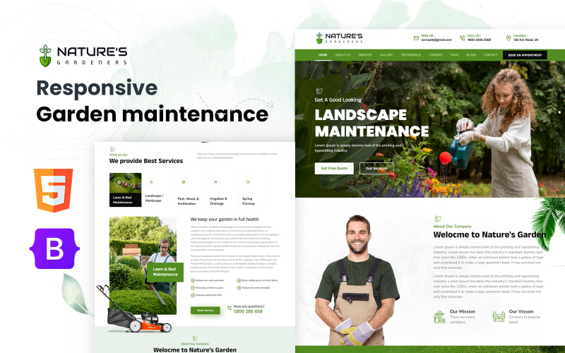 自然Vista - HTML5景观园艺登陆页面