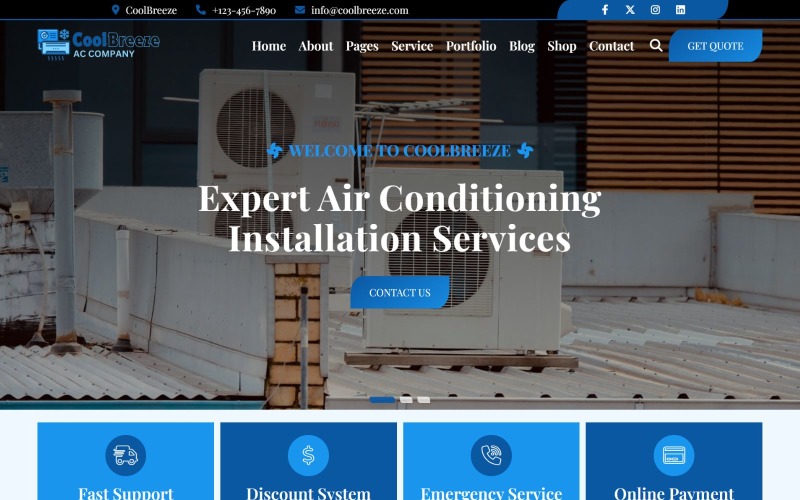 CoolBreeze - HTML5-sjabloon voor airconditioning en verwarming