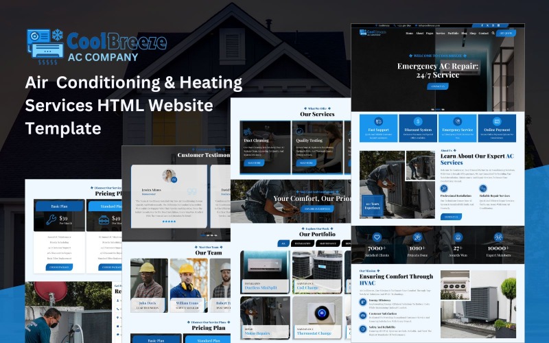 冷却- HTML5模型用于空调和加热服务