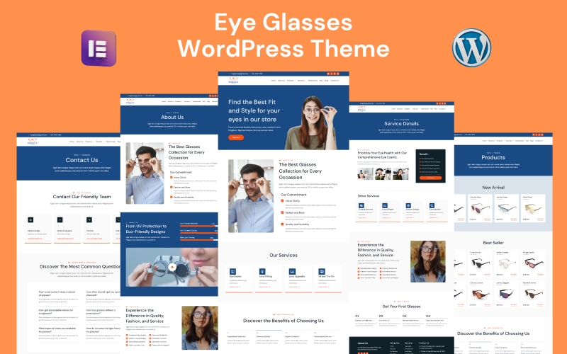 Thème WordPress pour lunettes élégantes avec Elementor