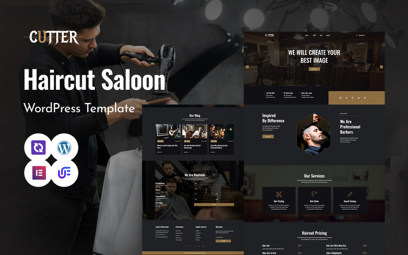 Cutter - Kapper Moderne winkel en kapper WordPress Elementor-thema