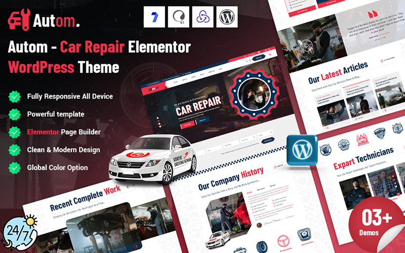 Autom - Bilreparation Elementor WordPress-tema