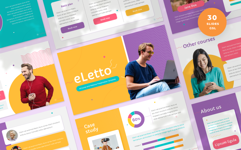 eLetto Apresentação eCourses e webinars Modelo 谷歌的幻灯片