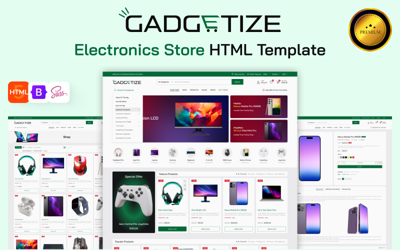 Gadgetize – All-in-One HTML-sablon elektronikai tartozékokhoz és kütyüboltokhoz