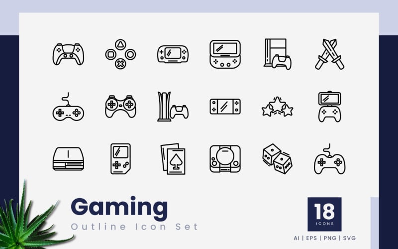 Gaming Outline Black Icon Set