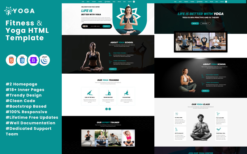 Jóga – Fitness és jóga HTML sablon