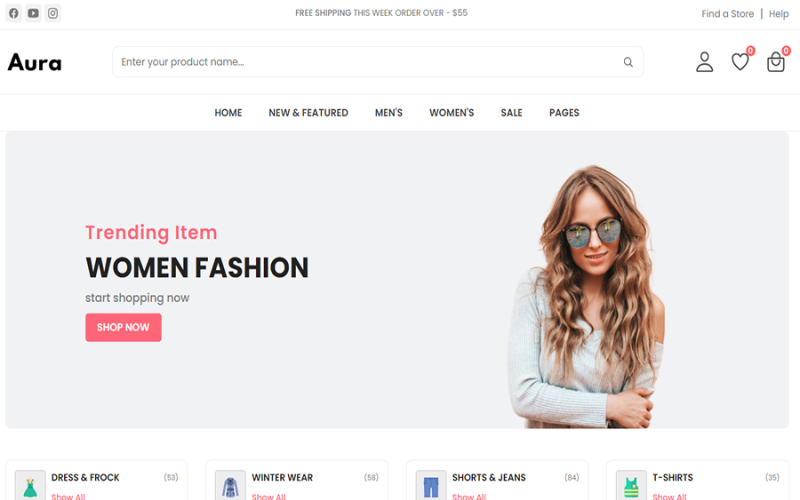 Aura -时尚商店的HTML模板