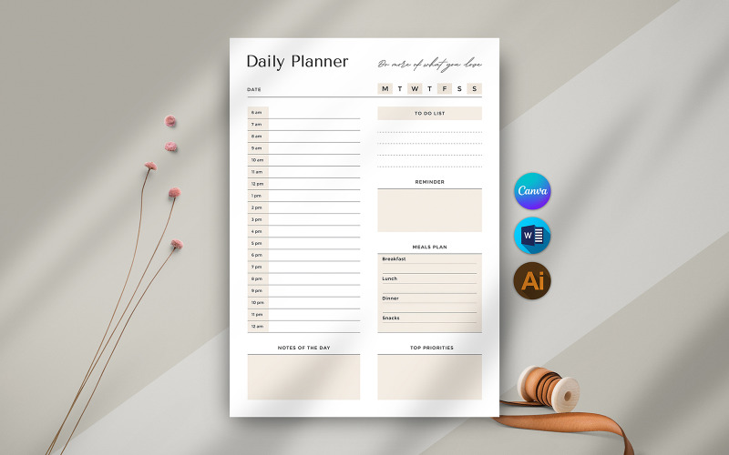 Canva için Minimalist Günlük Planlayıcı