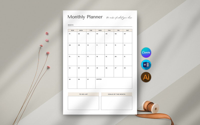 Canva maandelijkse planner-sjabloon