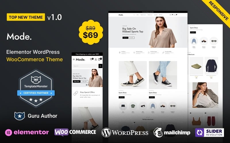 Modo - Roupas da moda e cosméticos e joias Elementor WooCommerce Theme