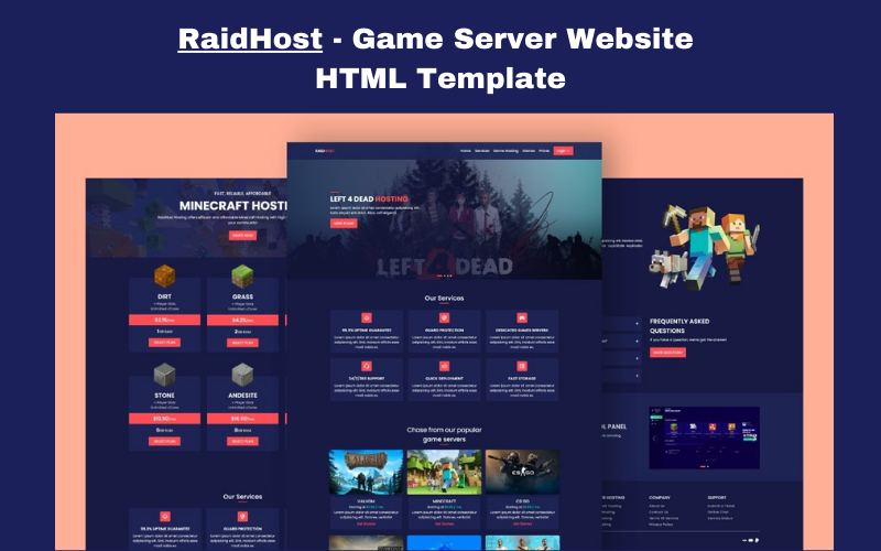 RaidHost - Websitesjabloon voor gamehostingserver