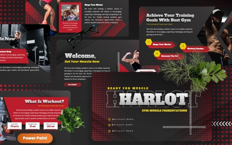 Harlot - Gym Muscle Powerpoint-mallar