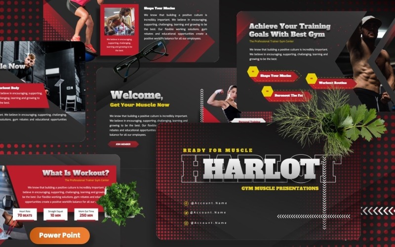 Harlot - Modelos de Powerpoint para músculos de ginástica
