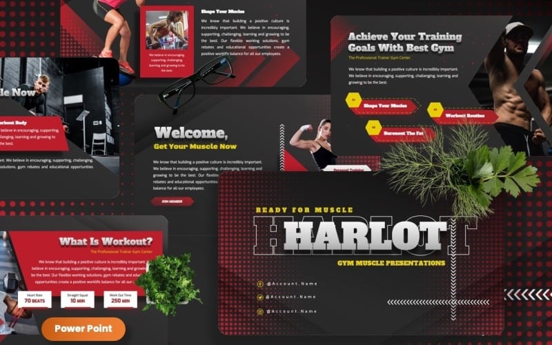 Harlot - Powerpoint-Vorlagen für Fitnessstudio-Muskeln