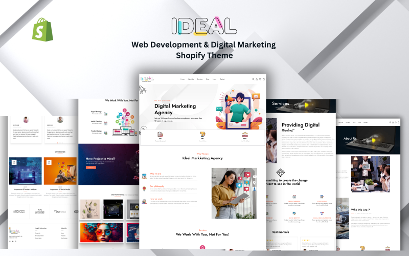 Ideal - Motyw Shopify dla agencji tworzenia stron internetowych i marketingu