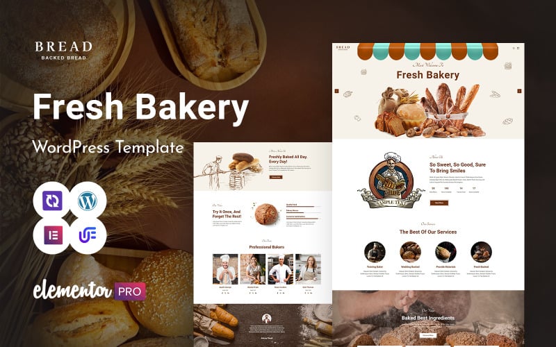 面包 - 面包店和饼干 WordPress Elementor 主题