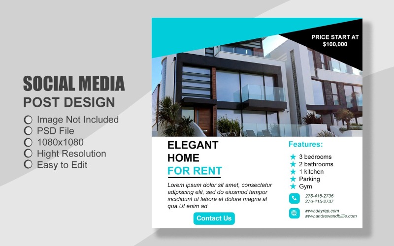 Real Estate Instagram Post Template in PSD - 021