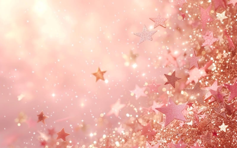 生日背景明亮的星星桃子和粉红色279