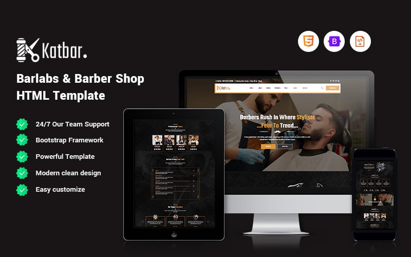 Katbar - Modèle de site Web de barbier