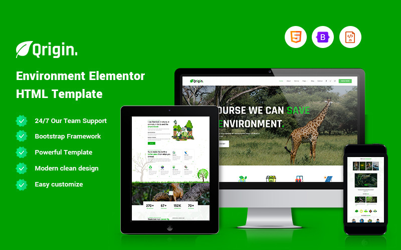 Qrigin - Modèle de site Web sur l'environnement