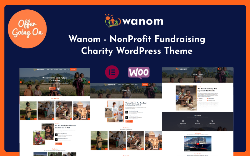 Wanom Nonprofit Fundraising Charity Wordpress Theme