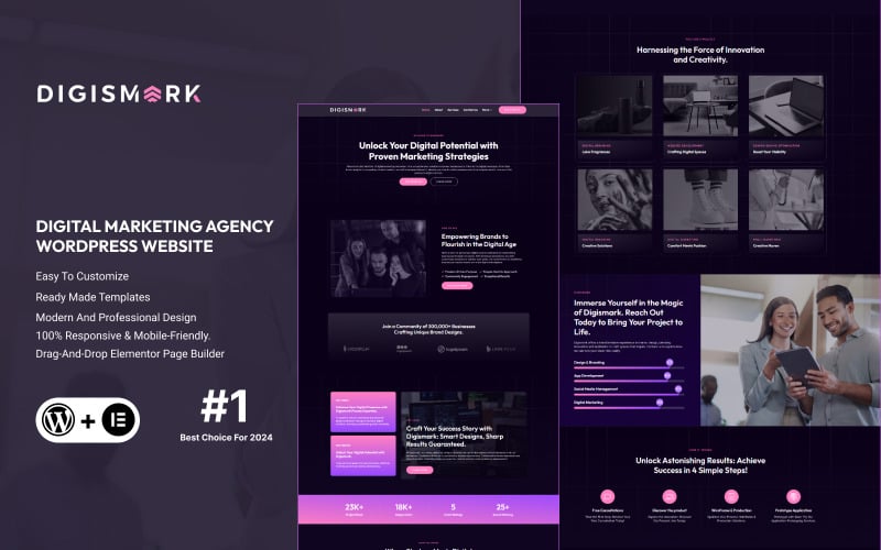 Digismark - Dark Digital Marketing Agency Elementor Template Kit