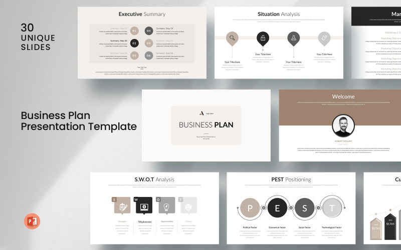 Business Plan Presentation Template Layout.