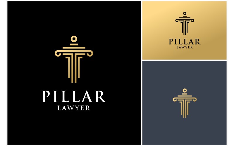 Pilier Colonne Loi Or Luxe Logo