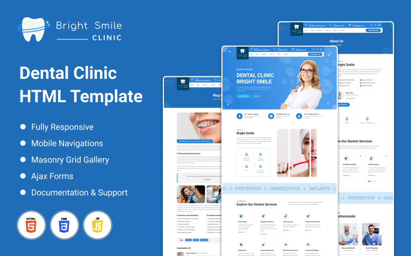 BrightSmile - Tandklinikens HTML-mall