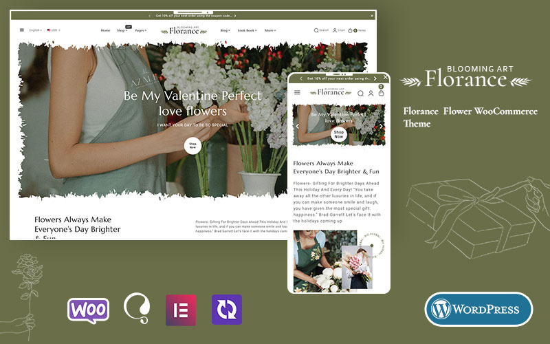 Florance - Crafted WooCommerce-tema för blomnings- och hantverksbutiker