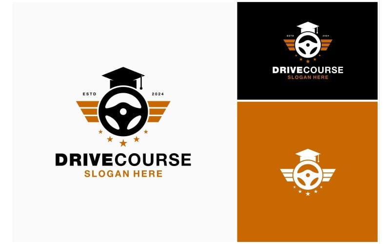 Logotipo do estudo do motorista da escola de condução