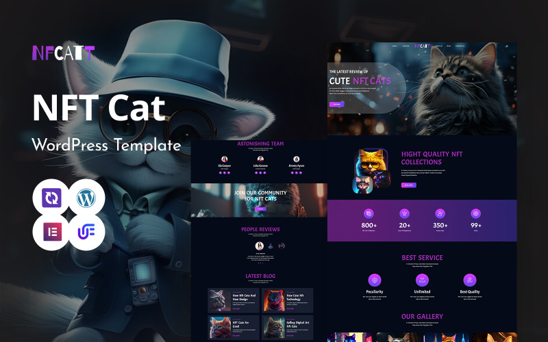 Nfcatt — тема для WordPress Elementor NFT Artistry And Digital Creations