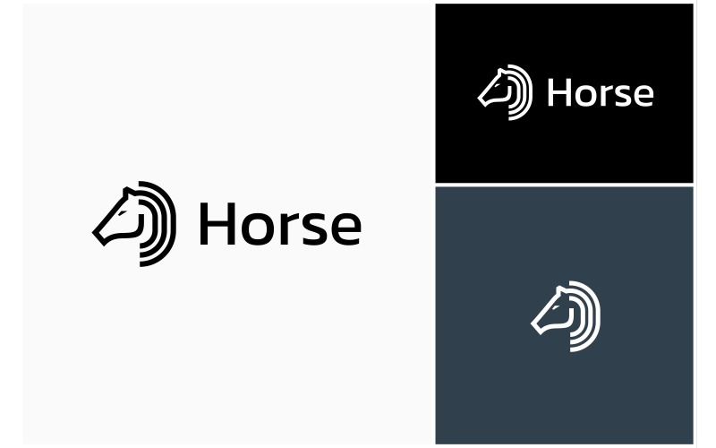 Paard paarden hengst hoofdlijn Logo