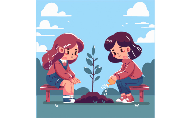 Handritad National Tree Planting Day Illustration