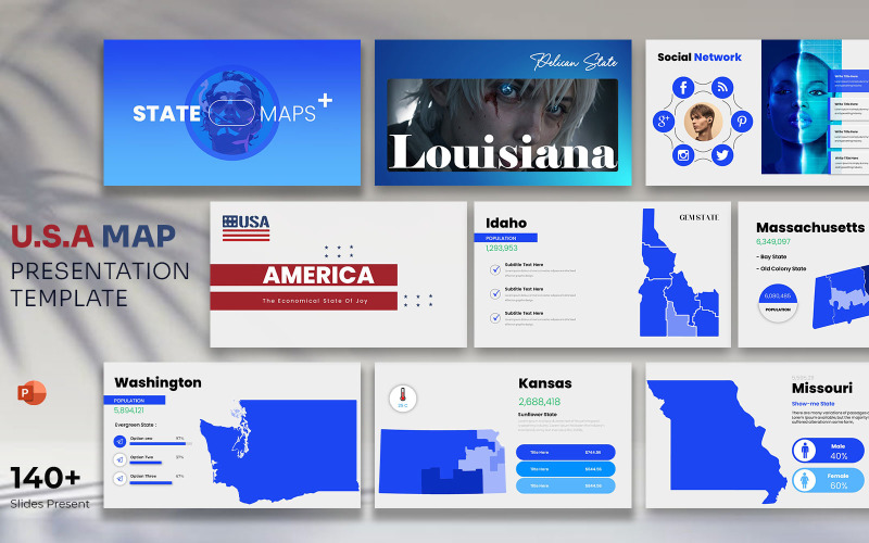 Modèle PowerPoint de carte des États-Unis d'Amérique