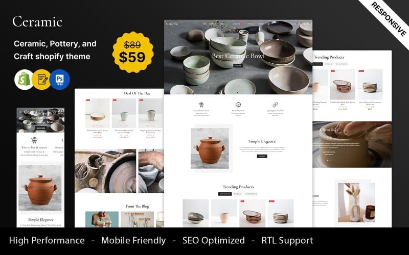 Ceramica: tema Shopify reattivo multiuso in ceramica, ceramica e artigianato artistico