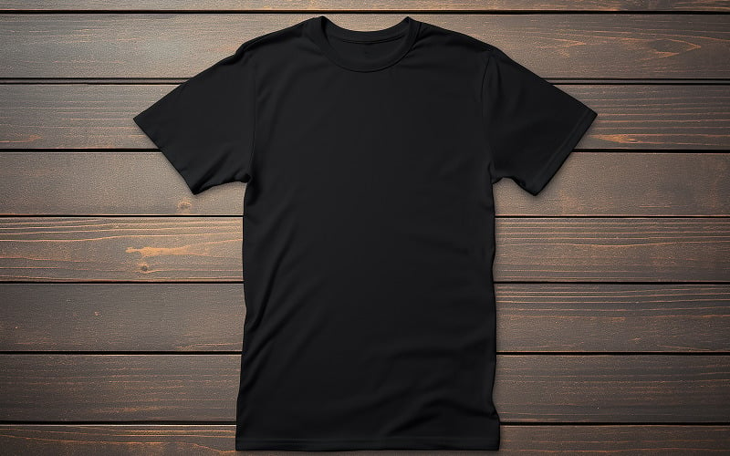 Hanging black T-shirt_hanging blank T-shirt on the wooden wall_blank men