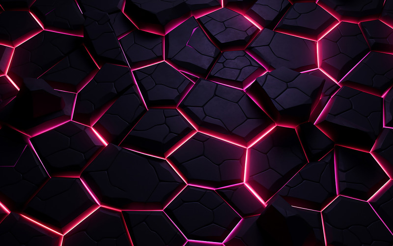 Hexagons pattern with neon action background