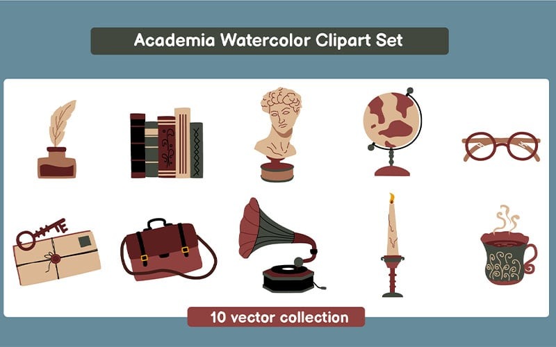 Academia akvarell clipart készlet