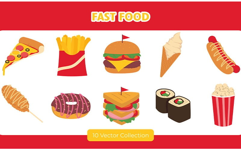 Collezione di set di vettori culinari fast food