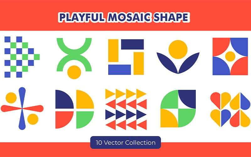 Conjunto de vectores de forma de mosaico juguetón