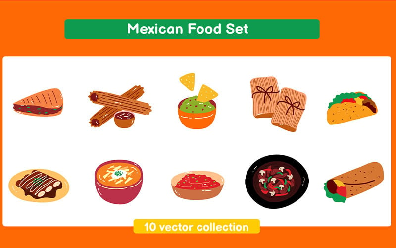 Collection de jeux de vecteurs de cuisine mexicaine