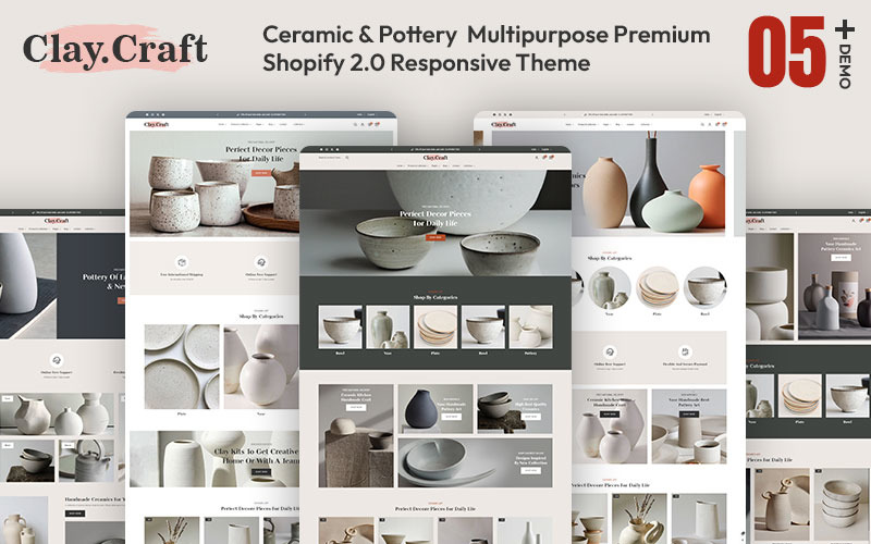 Claycraft - 手工陶瓷和家居装饰商店多用途 Shopify 2.0 响应式主题