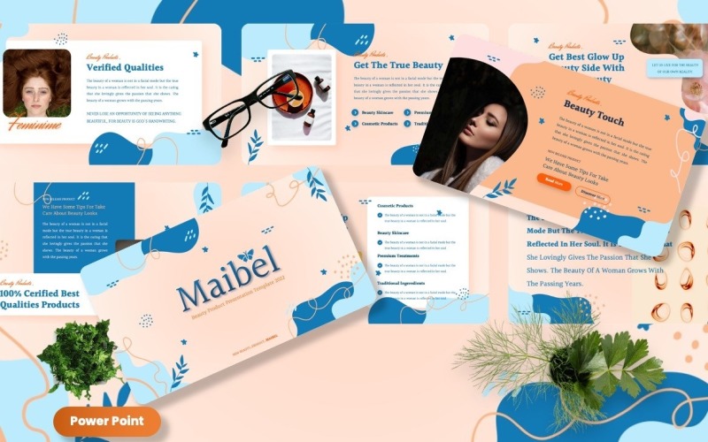 Maibel - Skönhetsprodukter Powerpoint-mallar