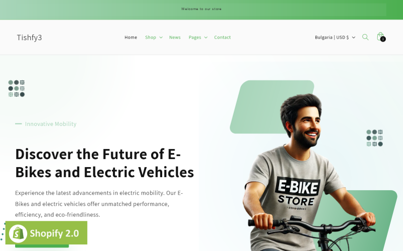 Tishfy3 - Tema Shopify 2.0 per biciclette elettriche e veicoli elettrici