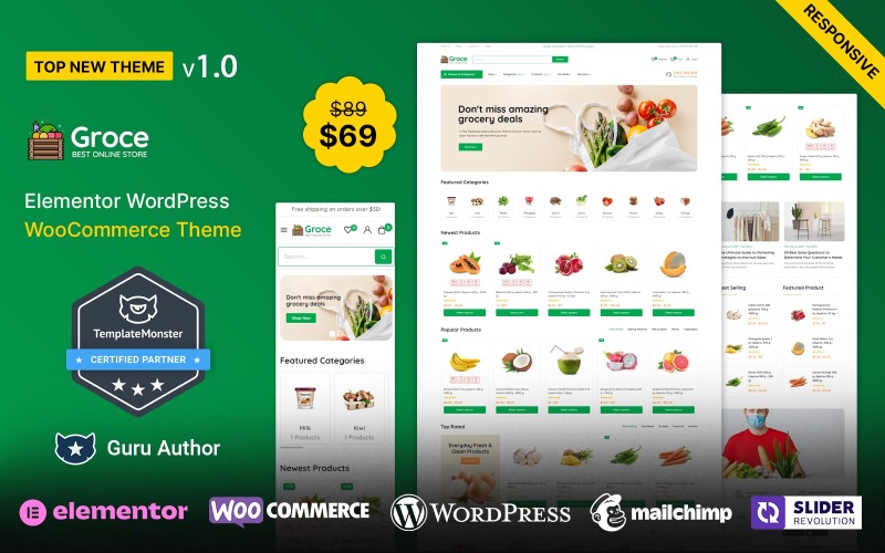 Groce - Бакалія та тема WooCommerce Elementor Fruits and Vegitables